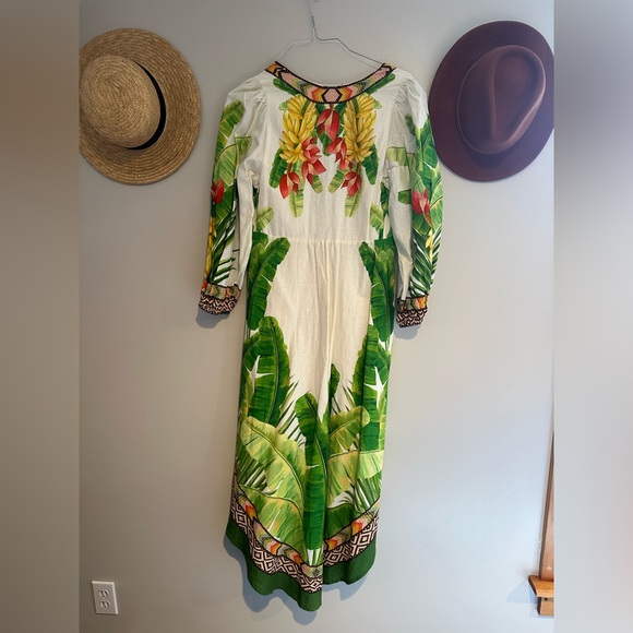 🎉Host pick 🎉NWT  Farm Rio Fresh Forest Linen-Blend Midi-Dress - Picture 10 of 13